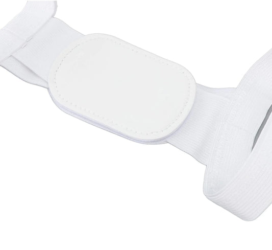 White athletic 1 Pcs Set Adjustable Back Posture Corrector Brace for Women & Men – Upper Back Support Belt for Shoulder, Neck– Breathable & Comfortable Clavicle Brace for Better Posture & Pain Relief Brace on a white background