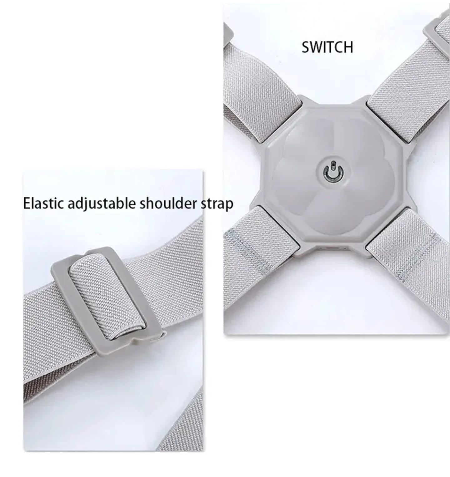 Elastic adjustable shoulder strap and switch on a product design.