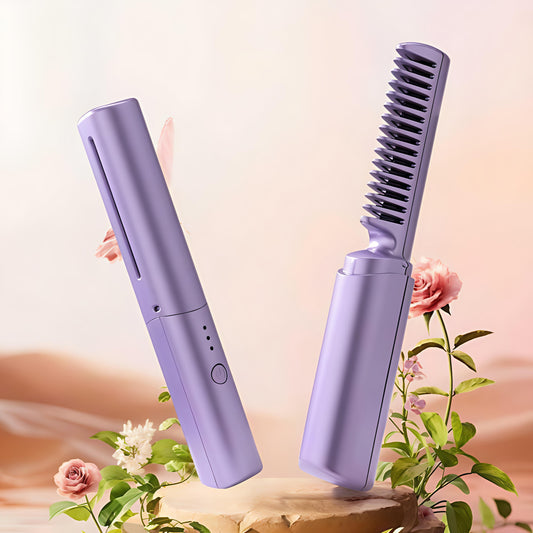 Shanchhavya™ Portable Mini Hair Straightener – Cordless & Rechargeable Hot Comb with Adjustable Heat | Shanchhavya™