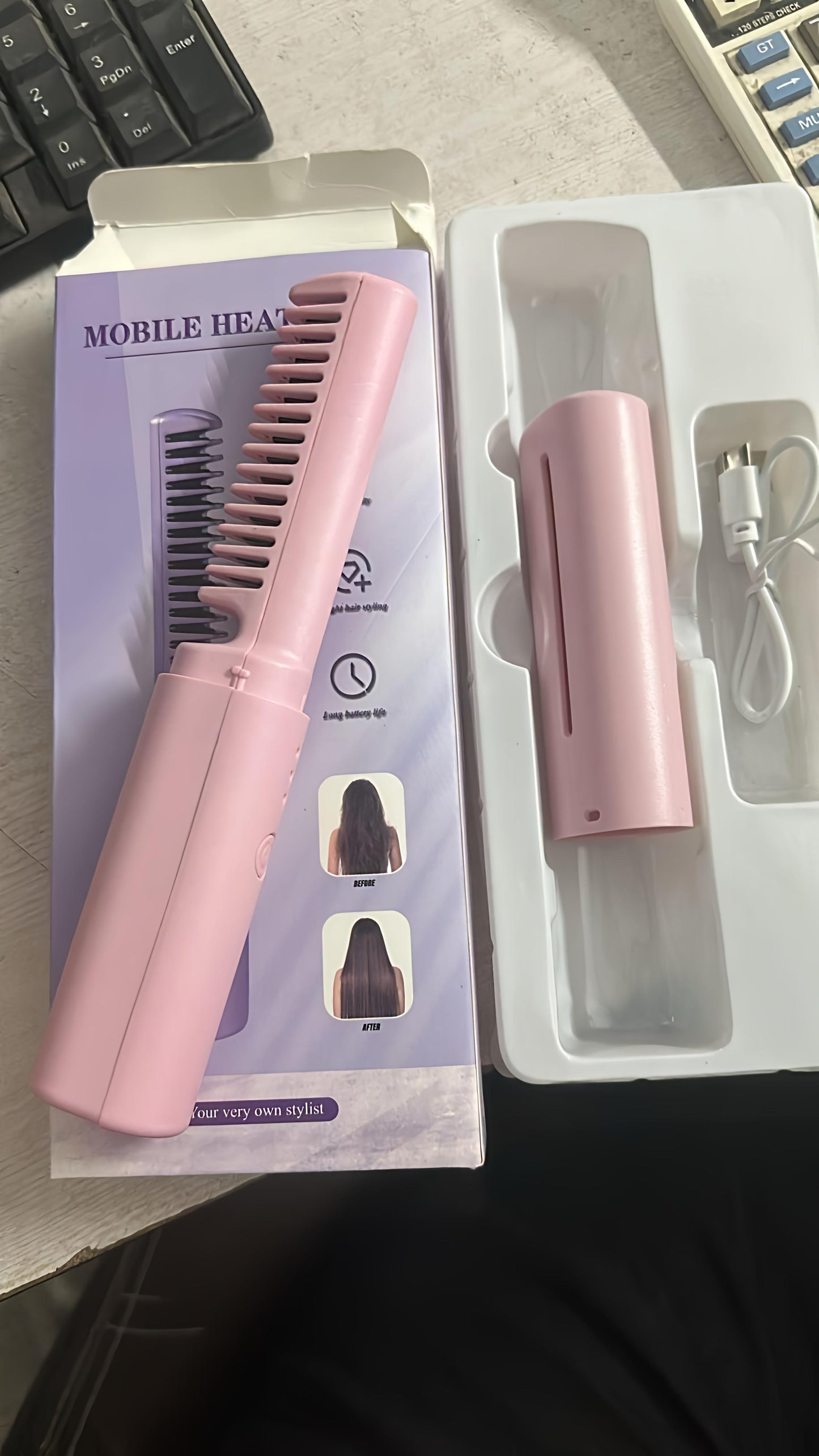 Shanchhavya™ Portable Mini Hair Straightener – Cordless & Rechargeable Hot Comb with Adjustable Heat | Shanchhavya™