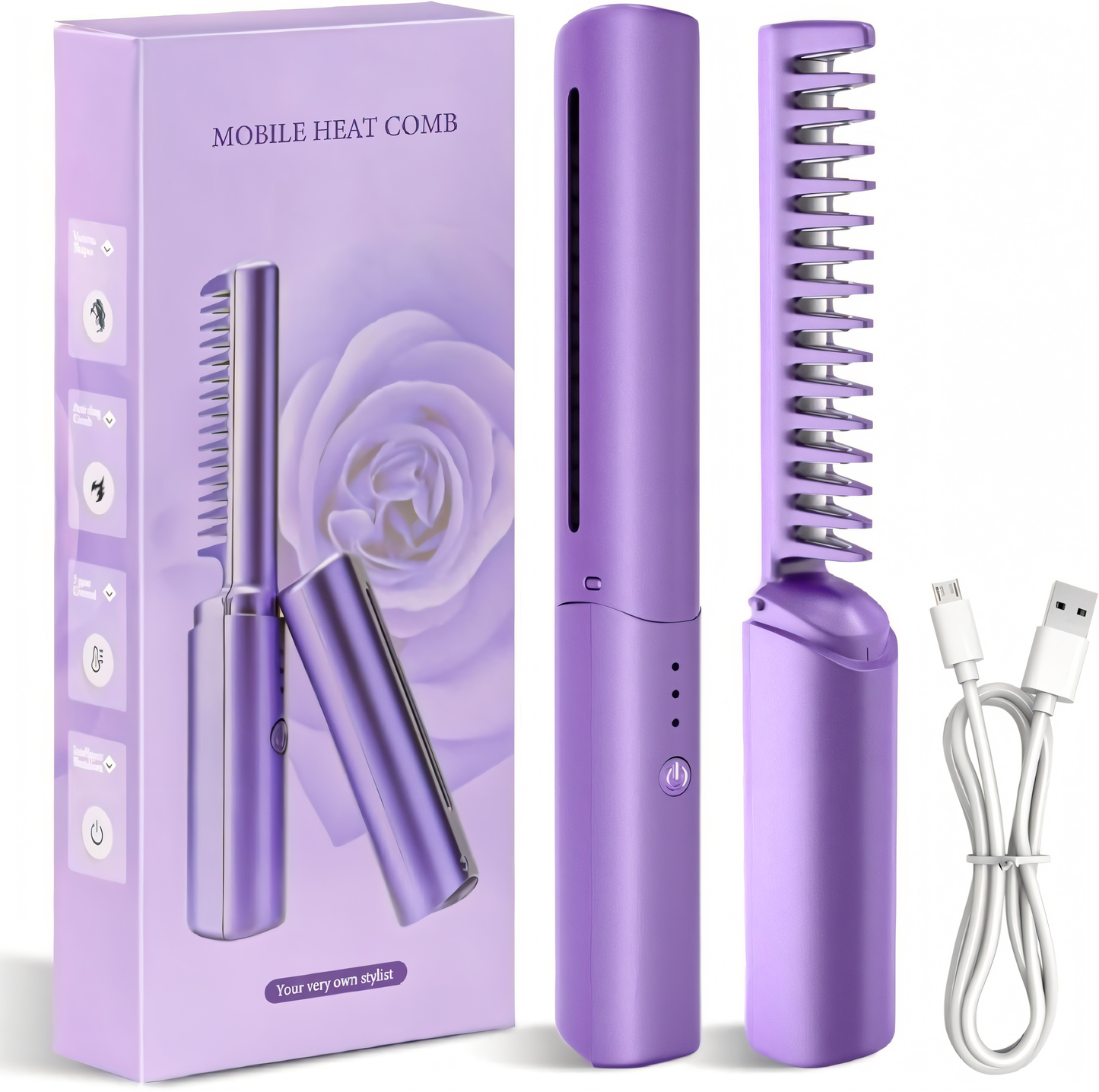 Shanchhavya™ Portable Mini Hair Straightener – Cordless & Rechargeable Hot Comb with Adjustable Heat | Shanchhavya™